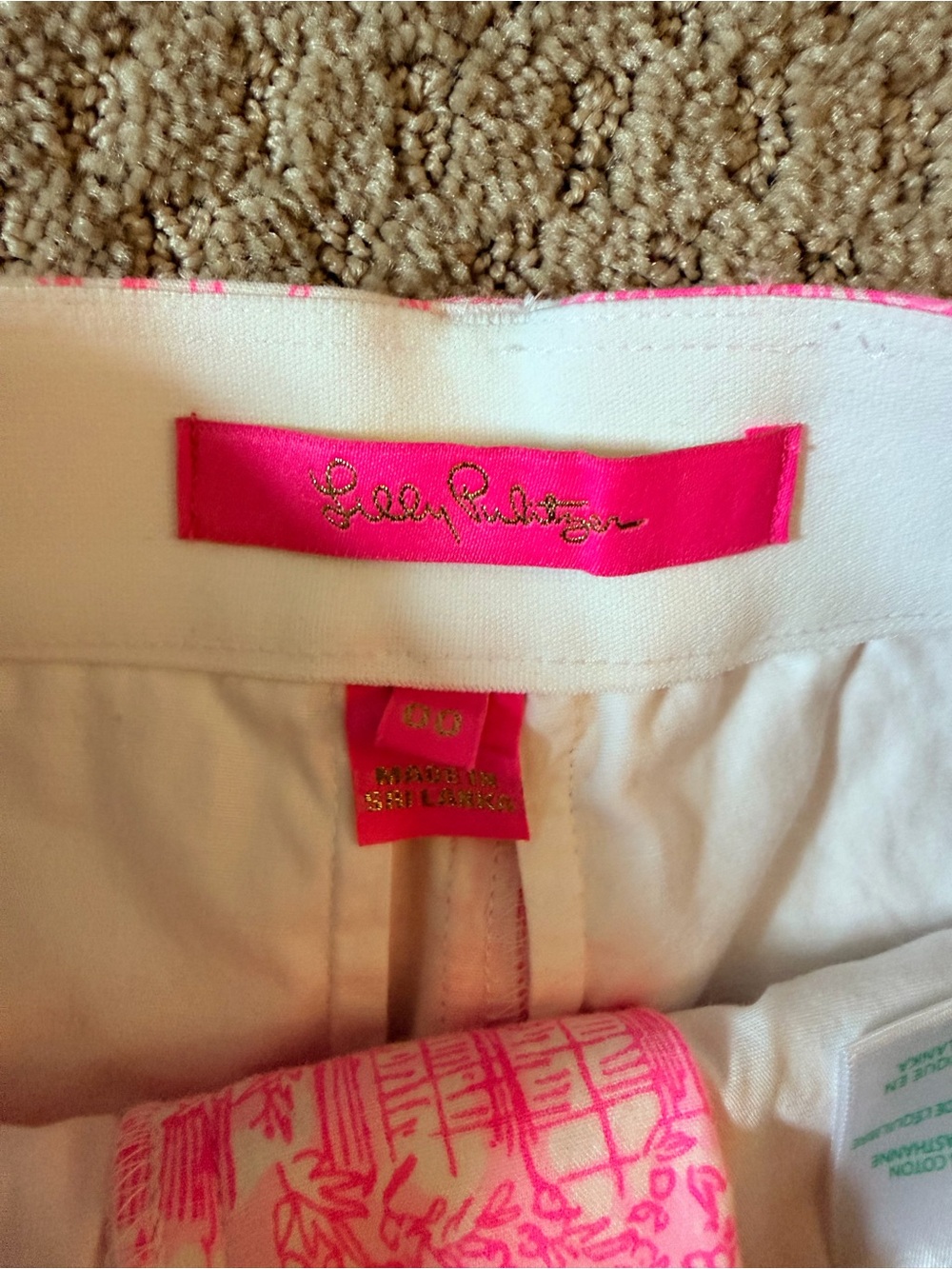 Lilly Pulitzer Pink and White Toile Cotton Shorts - Picture 2 of 2